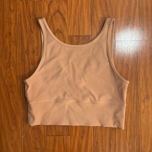 Lululemon Power Pivot Ribbed Tank Top Crop Womens 12 Tan Clay
